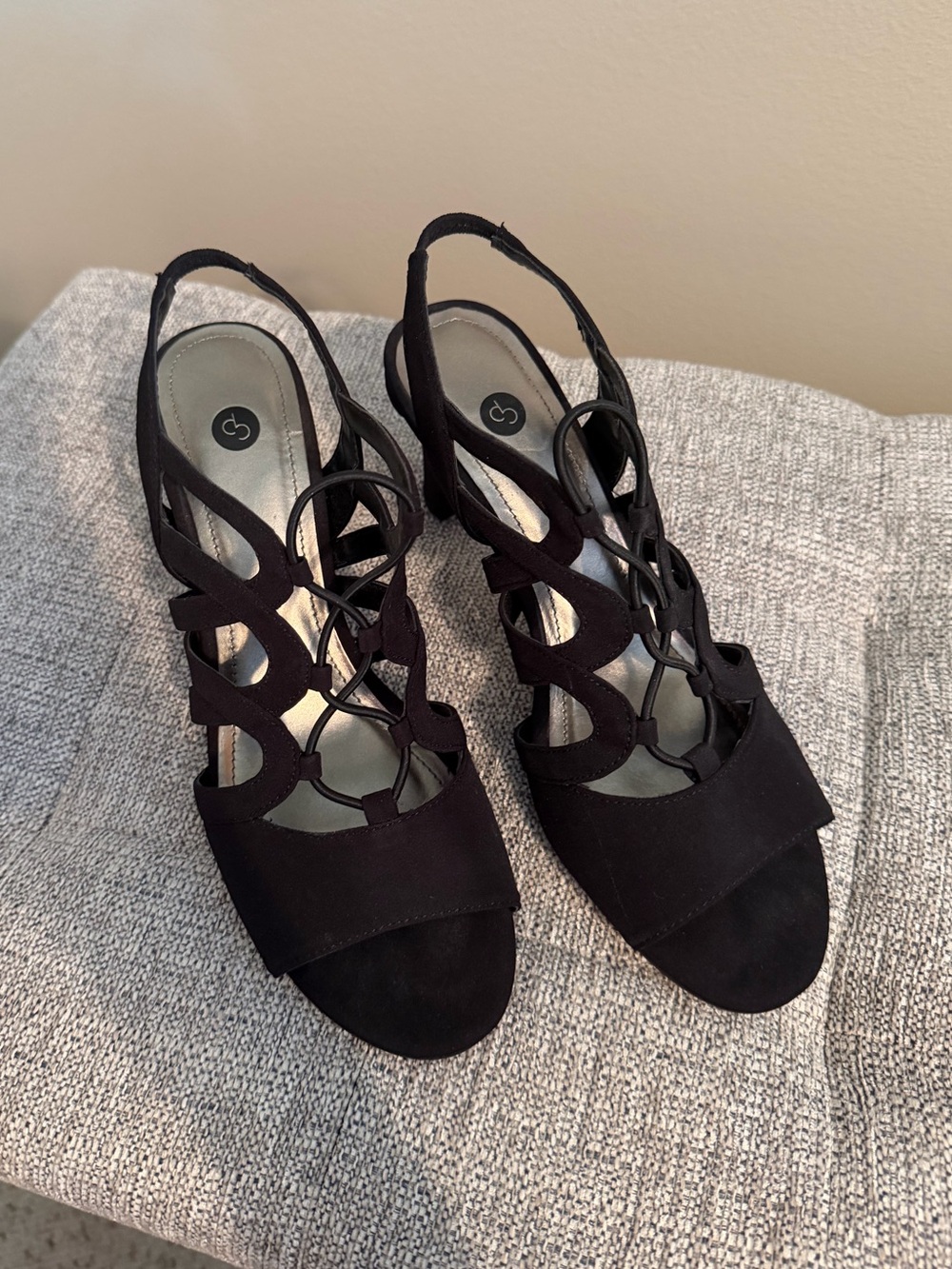 Black strappy sandals/heels- women’s size 8